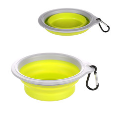 Flamingo Travel Bowl Bubo ФЛАМІНГО БУБО складана миска з карабіном для собак та котів , 0.375 л., Зелений – сірий л., 15х13,8х4,8 см см.