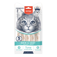Wanpy Functional Creamy Lickable Treat Skin&Coat ВАНПІ ШКІРА Й ШЕРСТЬ функціональні рідкі ласощі для котів , 0.07 кг., в пакунку 5 стіків по 14 г см.