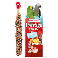 Versele-Laga Prestige Sticks Parrots Banana & Coconut topping ВЕРСЕЛЕ-ЛАГА ПРЕСТИЖ БАНАН І КОКОС ласощі для середніх і великих папуг 2х70г , 0.14 кг., в пакунку 2 шт. х 70 г см.