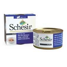 Schesir Tuna Whitebaits ШЕЗІР ТУНЕЦЬ З АНЧОУСАМИ в желе натуральні консерви для котів, вологий корм, банка 85г , 0.085 кг.