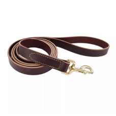 Coastal Circle-T Dog Leash КОСТАЛ СЕРКЛ-Т шкіряний повідець з латунною фурнітурою для собак , 2 см х 1,8 м см., Коричневий см.