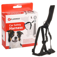 Flamingo Car Safety Harness ФЛАМИНГО СЕФТИ ХАРНЕСС шлейка в автомобиль для собак, L см., ОШ 39-70 х ОГ 53-86 см, ремни 25 мм см., Черный см.