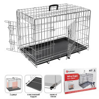 Flamingo Wire Cage Keo Silver ФЛАМІНГО КЕО СІЛЬВЕР КЛІТКА 2-х дверна для собак , 77х47х54 см см.