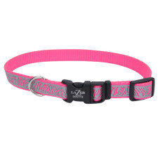 Coastal Lazer Brite Reflective Collar КОСТАЛ ЛАЗЕР БРАЙТ світловідбивний нашийник для собак, 1.6х30-46см , Рожева зебра см., 1,6 х 30-46 см см.
