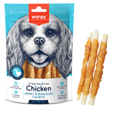 Wanpy Chicken Jerky & Rawhide Twists ВАНПІ ПАЛИЧКА З В’ЯЛЕНОЮ КУРКОЮ ласощі для собак , 0.1 кг.