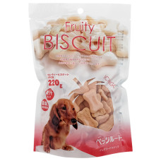 DoggyMan Biscuit Strawberry ДОГГІМЕН БІСКВІТ ПОЛУНИЦЯ фруктове печиво, ласощі для собак , 0.22 кг.