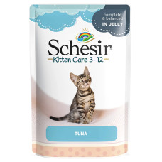 Schesir Kitten Care Tuna ШЕЗІР ТУНЕЦЬ ДЛЯ КОШЕНЯТ натуральні консерви в желе для кошенят, вологий корм, пауч 85г , 0.085 кг.