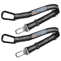 Kurgo Direct to Seatbelt Tether КУРГО ПРИВ’ЯЗНИЙ РЕМЕНЬ до автомобільного ременя безпеки для собак, 2шт. , Чорно-сірий см., довжина 38-58 см см.