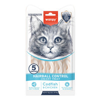 Wanpy Functional Creamy Lickable Treat Hairball Control ВАНПЫ ВЫВОДЫ ШЕРСТЬЕ функциональное жидкое лакомство для кошек , 0.07 кг., в упаковке 5 стиков по 14 г см.