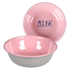 Flamingo Nell Round ФЛАМІНГО НЕЛЛ КРУГЛА емальована миска для котів , 0.35 л., Рожевий - сірий л.