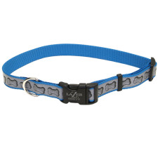 Coastal Lazer Brite Reflective Collar КОСТАЛ ЛАЗЕР БРАЙТ світловідбивний нашийник для собак, 2.5х46-66см , Бірюзовий з кісточками см., 2,5 х 46-66 см см.