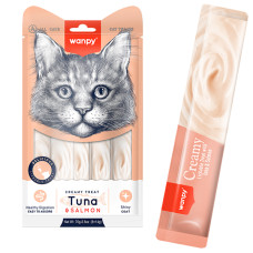 Wanpy Creamy Lickable Treats Tuna & Salmon ВАНПІ ТУНЕЦЬ З ЛОСОСЕМ рідкі ласощі для котів , 0.07 кг., в пакунку 5 стіків по 14 г см.