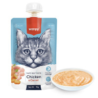 Wanpy Chicken & Carrot ВАНПІ КРЕМ-ПЮРЕ КУРКА З МОРКВОЮ рідкий корм для котів , 0.09 кг.