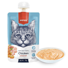 Wanpy Chicken & Carrot ВАНПІ КРЕМ-ПЮРЕ КУРКА З МОРКВОЮ рідкий корм для котів , 0.09 кг.