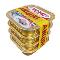 АКЦИЯ 3+1 TOMi Veal Poultry ТОМІ ТЕЛЯТИНА ПТИЦЯ консерви для котів, паштет , 0.4 кг., 4 упаковки по 100 г см.