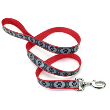 Coastal Lazer Brite Reflective Leash КОСТАЛ ЛАЗЕР БРАЙТ світловідбивний повідець для собак, 1.6смХ1.2м , Червоний з лапками см., 1,6 см х 1,2 м см.