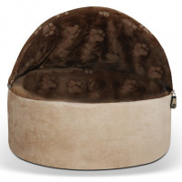 K&amp;H Kitty Hooded самосогревающийся домик-лежак для кошек , Шоколадный - желто-коричневый см., S см.