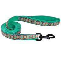 Coastal Ribbon Weave Leash КОСТАЛ РІББОН ВЕЙВ повідець для собак , Темно-бірюзовий з кісточками см., 1,6см - 1,8м см.