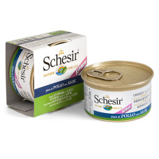 Schesir Kitten Chicken with Aloe ШЕЗІР КУРКА З АЛОЕ в желе натуральні консерви для кошенят, вологий корм, банка 85г , 0.085 кг.