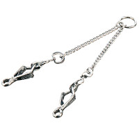 Sprenger Coupling Chain СПРЕНГЕР ПОВОДИТЕЛЬ-СПАРКА для 2-х собак, карабин-щипцы, хромированная сталь, 3 мм, 42 см см., хромированная сталь см.