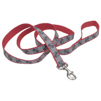 Coastal Lazer Brite Reflective Leash КОСТАЛ ЛАЗЕР БРАЙТ світловідбивний повідець для собак, 1.6смХ1.2м , Червоний з кісточками см., 1,6 см х 1,2 м см.