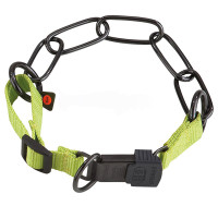 Sprenger Adjustable Collar with Assembly Chain СПРЕНГЕР РЕГУЛЬОВАНИЙ НАШИЙНИК з нейлоном для собак, довга ланка, воронована нержавіюча сталь , 4 мм, 65-70 см см., Зелений - воронена сталь см.