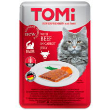 TOMi Beef in Carrot Jelly ТОМІ ЯЛОВИЧИНА В МОРКВЯНОМУ ЖЕЛЕ консерви для котів, вологий корм, пауч 100г , 0.1 кг.