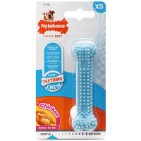 Nylabone Puppy Chew Dental Bone НІЛАБОН ДЕНТАЛ БОУН жувальна іграшка кістка для цуценят, смак курки , XS, для цуценят до 7 кг см., Блакитний см., 9,5x2,5x1,9 см см.