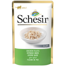 Schesir Chicken Fillets ШЕЗІР КУРЯЧЕ ФІЛЕ в желе натуральні консерви для котів, вологий корм, пауч 85г , 0.085 кг.