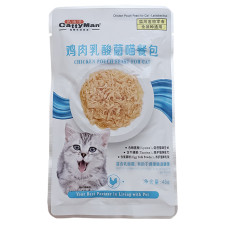 CattyMan Lactobacillus Chicken Feast КЕТТІМЕН ПРОБІОТИКИ КУРКА в желе вологий корм, консерви для котів із проблемами травлення, пауч 45г , 0.045 кг.
