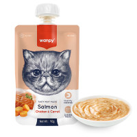 Wanpy Salmon Chicken &amp; Carrot ВАНПИ КРЕМ-ПЮРЕ ЛОСЬ И КУРКА С МОРКОВЬЮ жидкий корм для кошек 0,09 кг.
