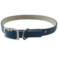 Coastal TOO! Cut Out Dots КОСТАЛ кожаный ошейник для собак, Синий см., 1,6 х 45 см см.