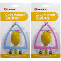Flamingo Swing+Abacus+Bell ФЛАМІНГО ГОЙДАЛКА з дзвіночком та рахівницею іграшка для птахів , 10х13 см см.