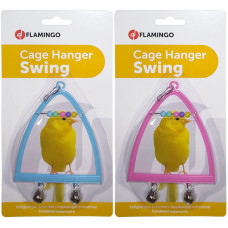 Flamingo Swing+Abacus+Bell ФЛАМІНГО ГОЙДАЛКА з дзвіночком та рахівницею іграшка для птахів , 10х13 см см.