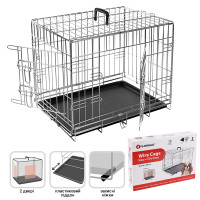 Flamingo Wire Cage Keo Silver ФЛАМИНГО КЕО СИЛЬВЕР КЛЕТКА 2-х дверная для собак, 63х43х49 см см.