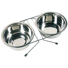 Flamingo Dinner Set ФЛАМІНГО ДІНЕР СЕТ 2 миски на підставці для собак, нержавіюча сталь , d = 9-13 см см., 0.38 л.