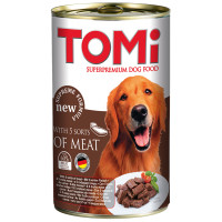 TOMi 5 Kinds of Meat ТОМІ 5 ВИДІВ М’ЯСА консерви для собак, вологий корм , 1.2 кг.