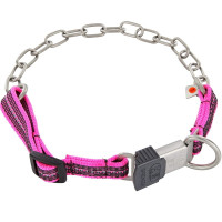 Sprenger Adjustable Collar with Assembly Chain СПРЕНГЕР РЕГУЛЬОВАНИЙ НАШИЙНИК з нейлоном для собак, середня ланка, нержавіюча сталь , Рожевий – нерж. сталь матова см., 3 мм, 50-55 см см.