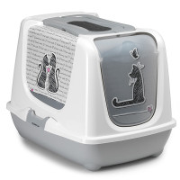 Moderna Trendy Cat Cats in Love МОДЕРНА ЗАКОХАНІ КОТИ закритий туалет для котів , Світло-сірий см., 57,4x44,8x42,7 см см.