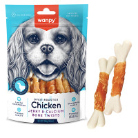 Wanpy Chicken Jerky & Calcium Bone Twists ВАНПІ КІСТКА З В’ЯЛЕНОЮ КУРКОЮ ТА КАЛЬЦІЄМ ласощі для собак , 0.1 кг.