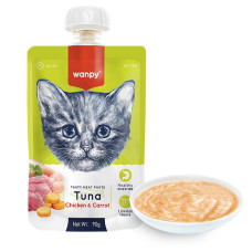 Wanpy Tuna Chicken & Carrot ВАНПІ КРЕМ-ПЮРЕ ТУНЕЦЬ І КУРКА З МОРКВОЮ рідкий корм для котів , 0.09 кг.