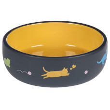 Flamingo Rani Round ФЛАМІНГО РАНІ РАУНД керамічна миска для котів 380мл , 0.38 л., Темно-сірий - жовтий л.