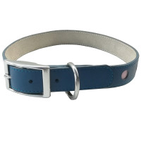 Coastal TOO! Cut Out Dots КОСТАЛ кожаный ошейник для собак, Синий см., 2,5х55 см.
