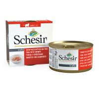 Schesir Tuna with Shrimps ШЕЗІР ТУНЕЦЬ З КРЕВЕТКАМИ в желе натуральні консерви для котів, вологий корм, банка 85г , 0.085 кг.