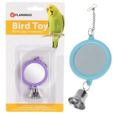 Flamingo Mirror Round+Bell ФЛАМІНГО КРУГЛЕ ДЗЕРКАЛО З ДЗВІНОЧКОМ іграшка для папуг , 6 см см., В асортименті см.