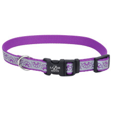 Coastal Lazer Brite Reflective Collar КОСТАЛ ЛАЗЕР БРАЙТ світловідбивний нашийник для собак, 1.6х30-46см , Фіолетова ромашка см., 1,6 х 30-46 см см.