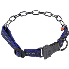 Sprenger Adjustable Collar with Assembly Chain СПРЕНГЕР РЕГУЛЬОВАНИЙ НАШИЙНИК з нейлоном для собак, середня ланка, нержавіюча сталь , Синій - воронена сталь см., 3 мм, 55-60 см см.