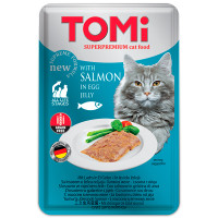 TOMi Salmon In Egg Jelly ТОМІ ЛОСОСЬ В ЯЄЧНОМУ ЖЕЛЕ консерви для котів, вологий корм, пауч 100г , 0.1 кг.