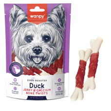 Wanpy Duck Jerky & Calcium Bone Twists ВАНПИІ КІСТКА З В’ЯЛЕНОЮ КАЧКОЮ ТА КАЛЬЦІЄМ ласощі для собак , 0.1 кг.