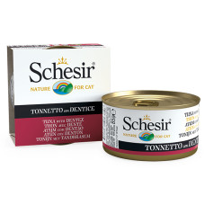 Schesir Tuna with Dentex ШЕЗІР ТУНЕЦЬ З ЗУБАНОМ в желе натуральні консерви для котів, вологий корм, банка 85г , 0.085 кг.
